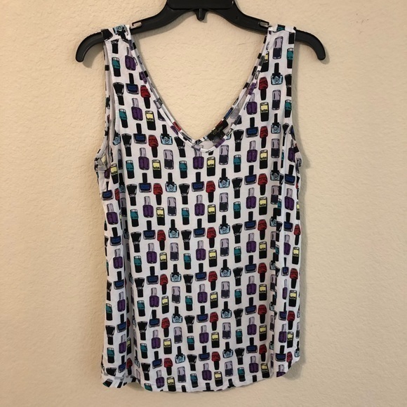 Cupio Nail Polish Print Tank Top Pop Art Graphic Print Retro Trendy Summer - Picture 1 of 4
